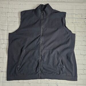 Duluth Trading Co Mens 2XL Black Full Zip Mock Neck Sweater Vest Mid Weight
